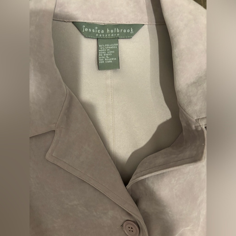 Jessica Holbrook Easy Care Lilac Crushed Velvet Jacket Button Down Long Sleeve - Picture 6 of 7